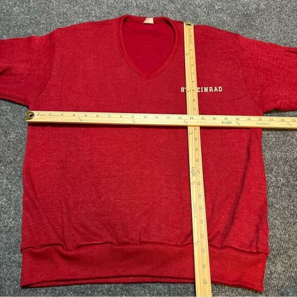 Vintage 70s Champion St. Meinrad V Neck Sweater Size Large - Picture 3 of 6